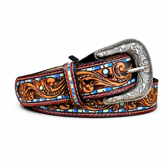 Blue Carved Belt