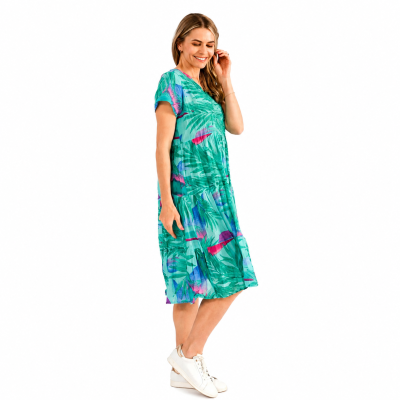 Thalia Rainbow Beach Aqua Tiered Dress