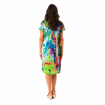 Leaves Blue Easy Fit Print Dress