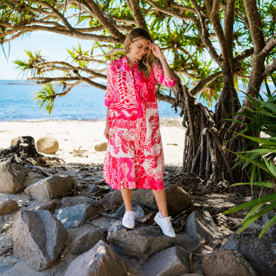 Sofia Mono Sea Red Shirt Dress