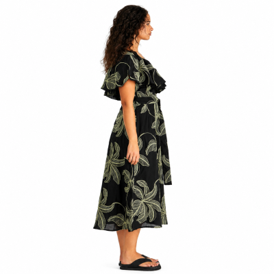 Rosita Ruffle Black Maxi Dress