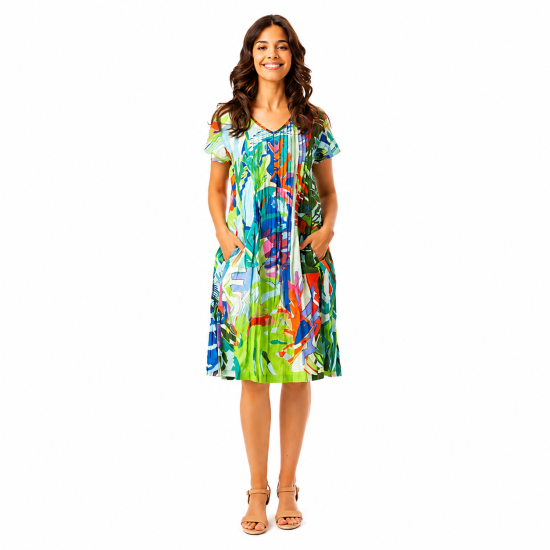 Leaves Blue Easy Fit Print Dress