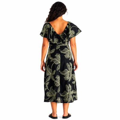 Rosita Ruffle Black Maxi Dress