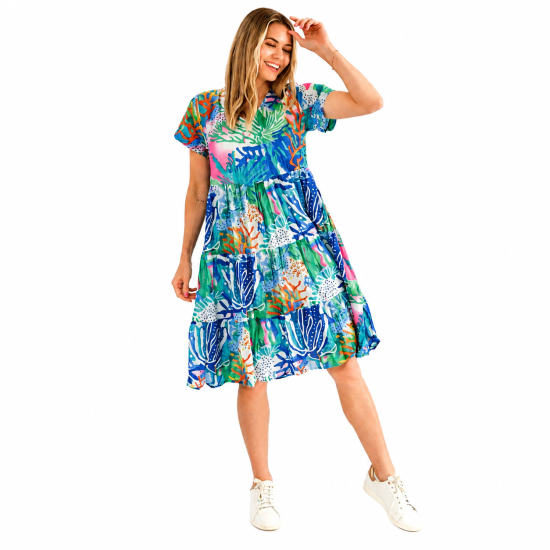 Thalia Coral Reef 1 Tiered Dress