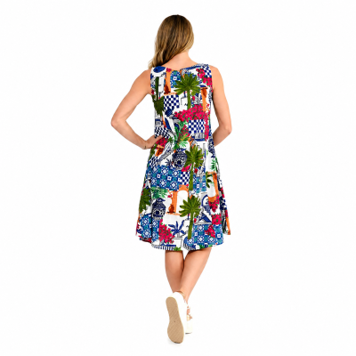 Greek Island Blue Sleeveless Dress