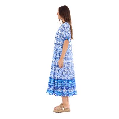 Maalti Print Blue Maxi Dress