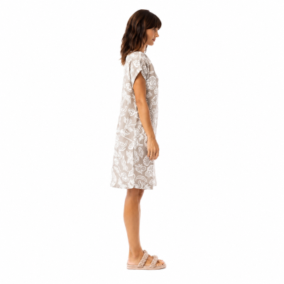 Sand Print Cap Sleeve Shift Dress