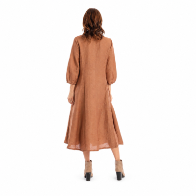 Pumpkin Spice Linen Collar Dress