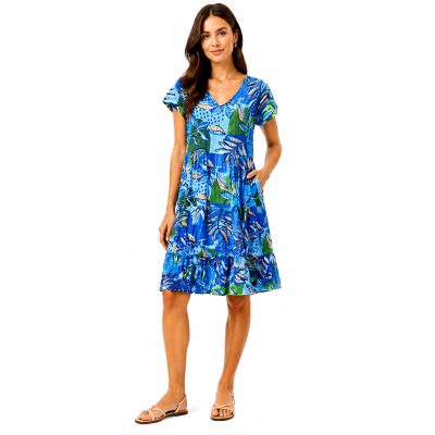 Thaila Dot Cross Tiered Dress