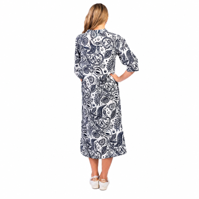 Sofia Romanian Navy Shirt Dress