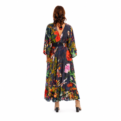 Maguana Print V Neck Maxi Dress