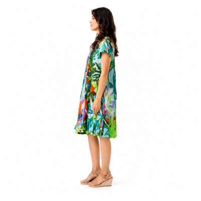 Leaves Blue Easy Fit Print Dress