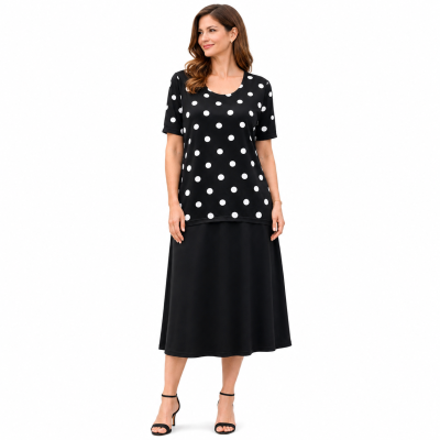 Black and White Spot Layer Dress