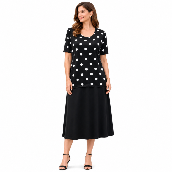 Black and White Spot Layer Dress