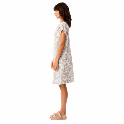 Sand Print Cap Sleeve Shift Dress