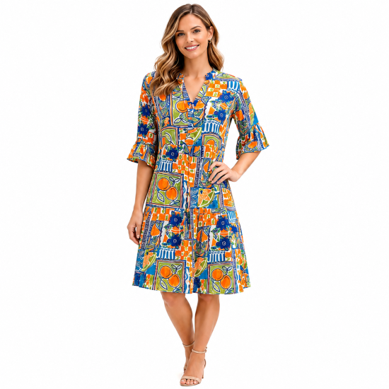 Maya Orange Sun 2 Layer Dress