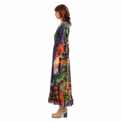 Maguana Print V Neck Maxi Dress