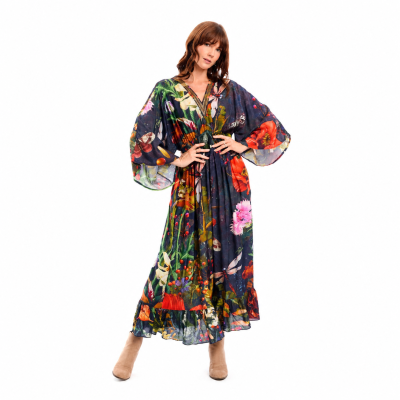 Maguana Print V Neck Maxi Dress