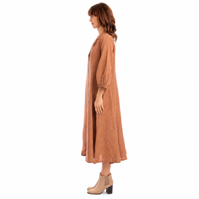 Pumpkin Spice Linen Collar Dress