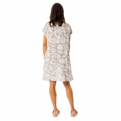 Sand Print Cap Sleeve Shift Dress
