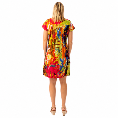 Leaves Red Easy Fit Cotton Dress