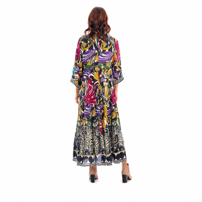 Tenerife Print Maxi V Neck Dress