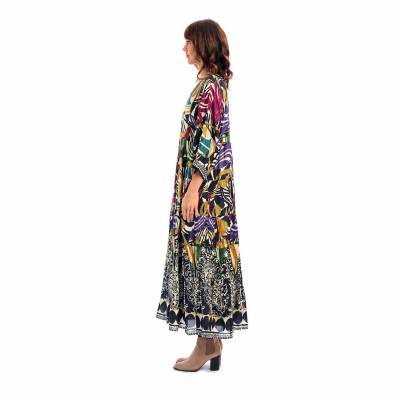 Tenerife Print Maxi V Neck Dress