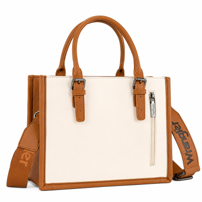 Natural/Tan Boston Stitch Crossbody Bag