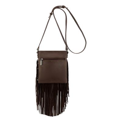 Chocolate Denim Pocket Fringe Bag