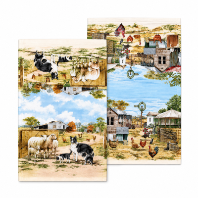 A Farming Life Farmyard Assorted 2 pack Kitchen Towel