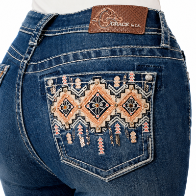 Aztec Modify Mid Rise Boot Cut Jeans