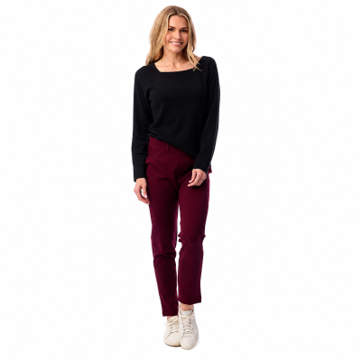 Wine Ponte Straight Leg Pant