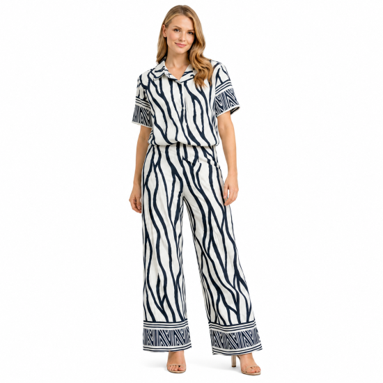 Navy Border 3/4 Pants