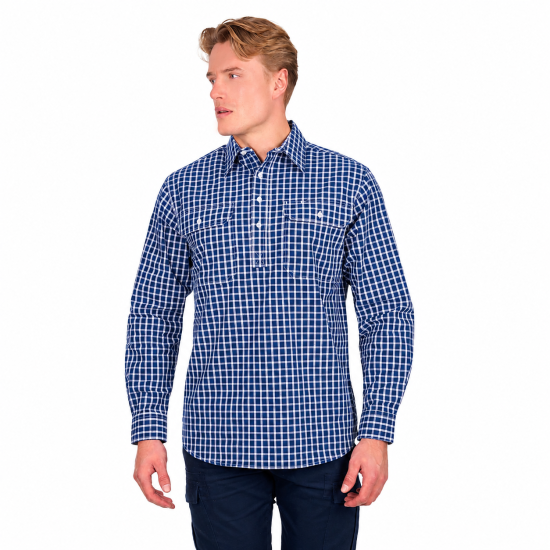 Alden Men's Half Placket Long Sleeve Shirt