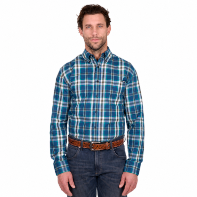 Erik Men's Blue/Cypress Long Sleeve Shirt