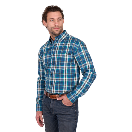Erik Men's Blue/Cypress Long Sleeve Shirt