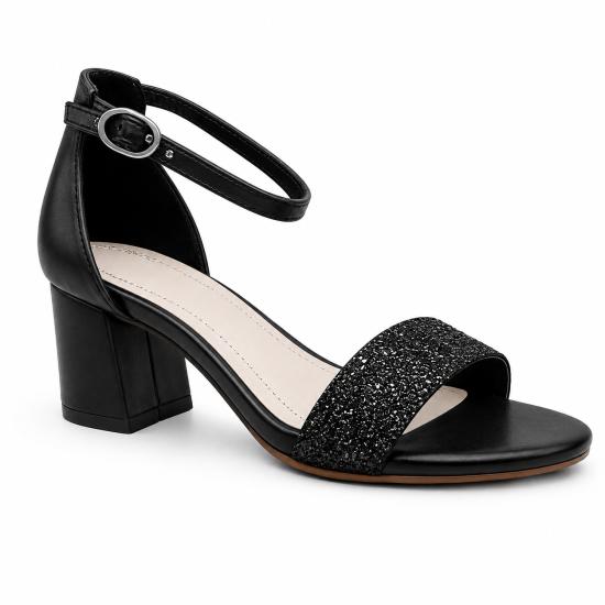 Adoor Black Glitter Shoes