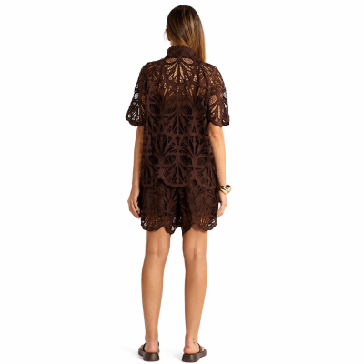 Elara Chocolate Broderie Shorts