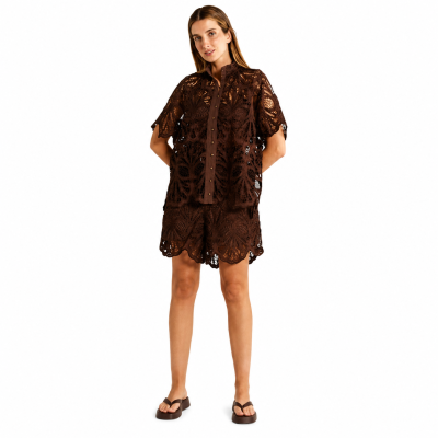 Elara Chocolate Broderie Shorts