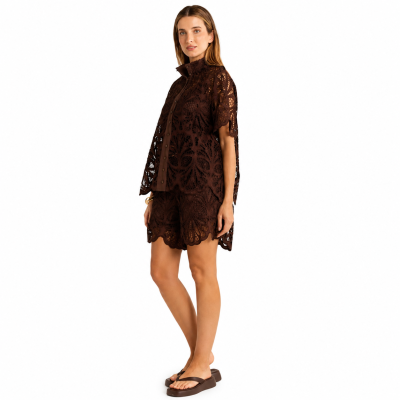 Elara Chocolate Broderie Shorts