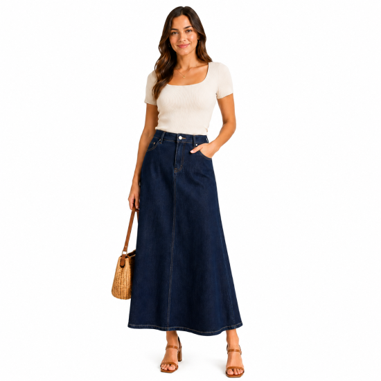 Bettinna Wash Extra Drape Denim Skirt