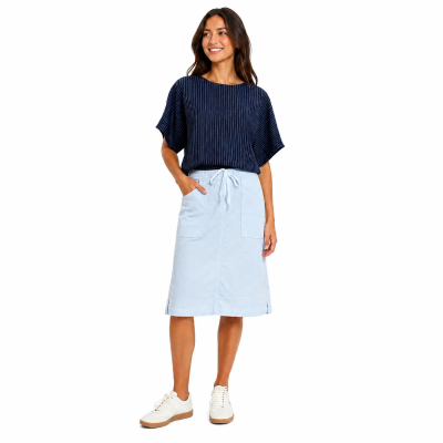 White Micro Knit Denim Skirt