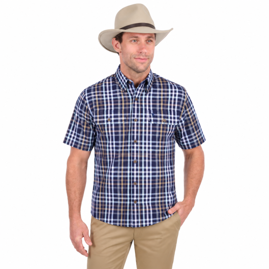 Finley Navy/Light Blue Men's Two Pocket Short Sleeve Shirt