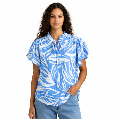 Lyra Blue Abstract Blouse