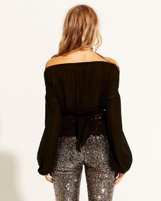 Oasis Black Wrap Top