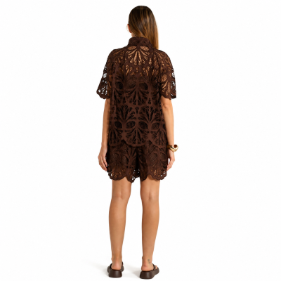 Elara Chocolate Broderie Blouse