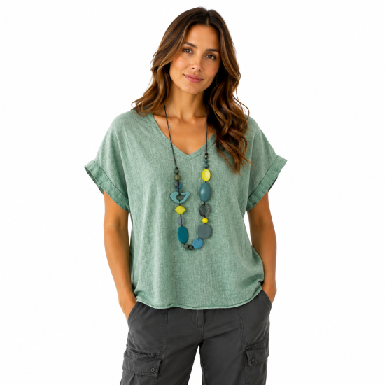 Mint Stella V Neck Top
