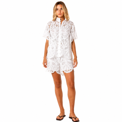 Elara White Broderie Blouse