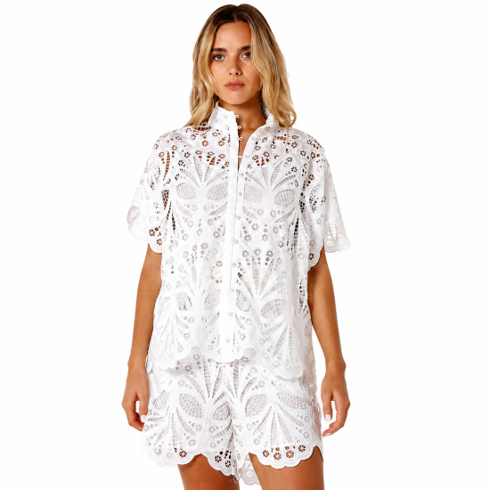 Elara White Broderie Blouse