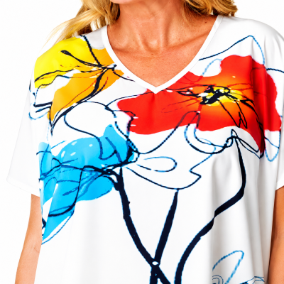Red Floral Floaty Print Top